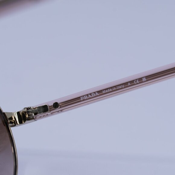 Prada PRB52S ZVN0A6 Sunglasses Pale Gold Round Frame, Brown Gradient Lenses main image 8